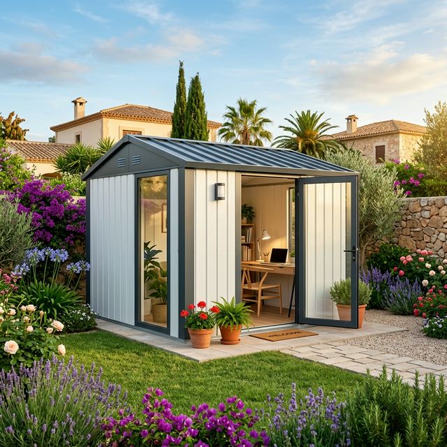 Caseta de jardin moderna de acero con uso multifuncional