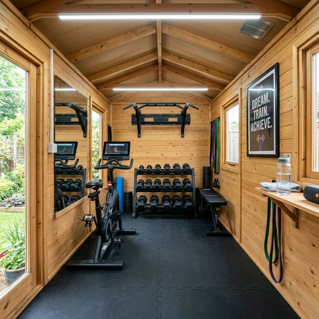 Gimnasio personal en caseta de jard&iacute;n