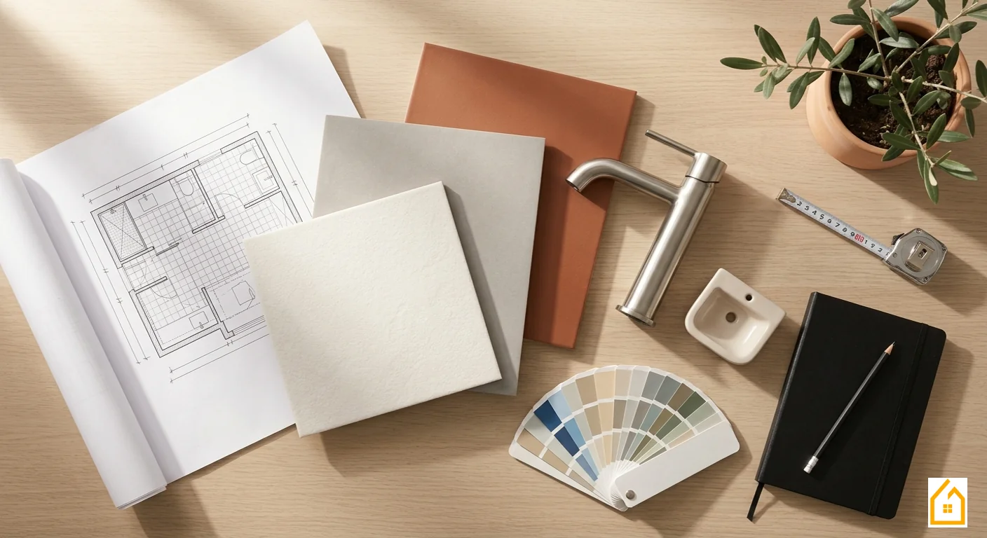 Materiales y muestras para presupuesto de reforma de baño en Cataluña