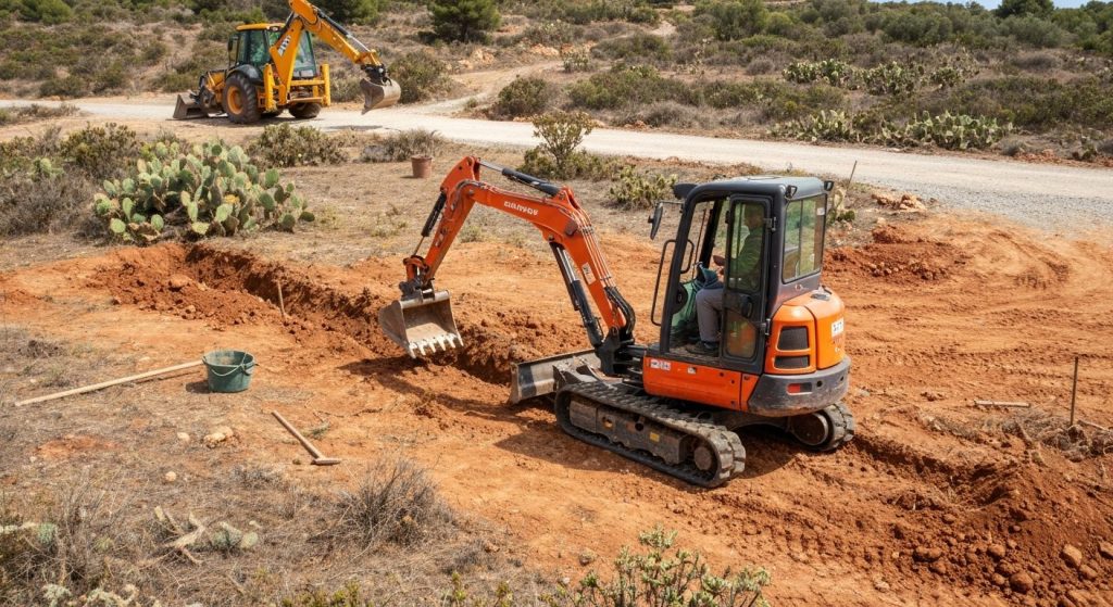 Miniexcavadora o retroexcavadora: cuál elegir para tu parcela