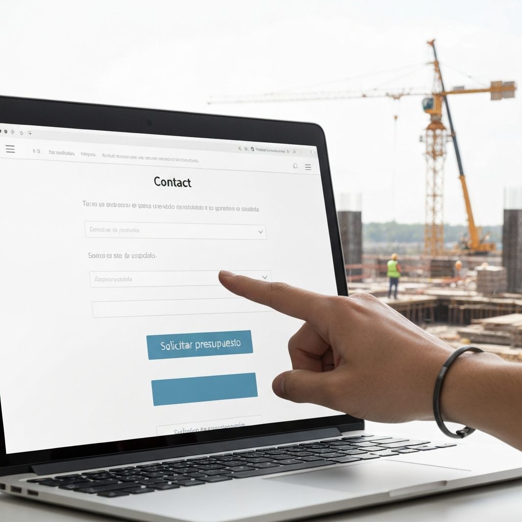 Formulario de solicitud de presupuesto de casa prefabricada en ordenador portátil